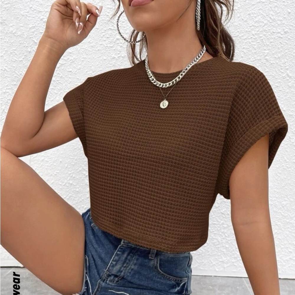Cropped brown shein shirt